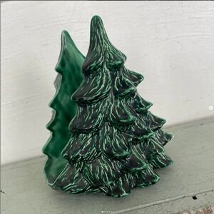 Vintage Green Ceramic Christmas Tree Napkin Card Holder